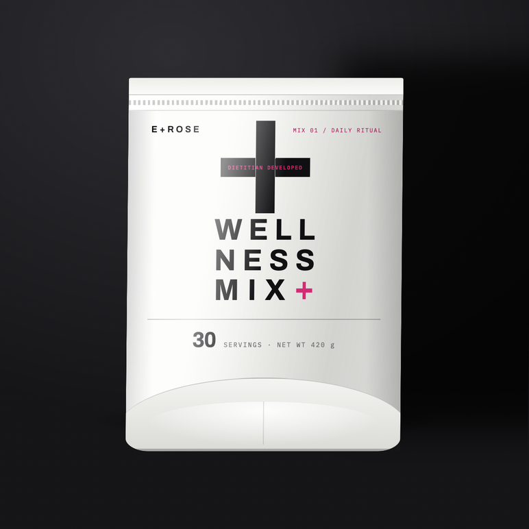 Photo render of the Wellness Mix 30-serving bag, front panel, net weight 420 grams